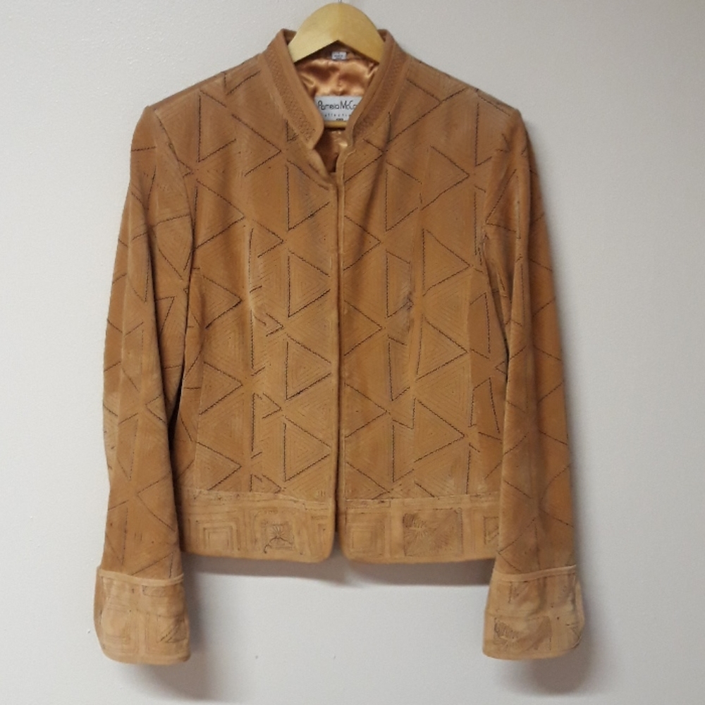 Pamela McCoy carmel suede leather jacket RARE